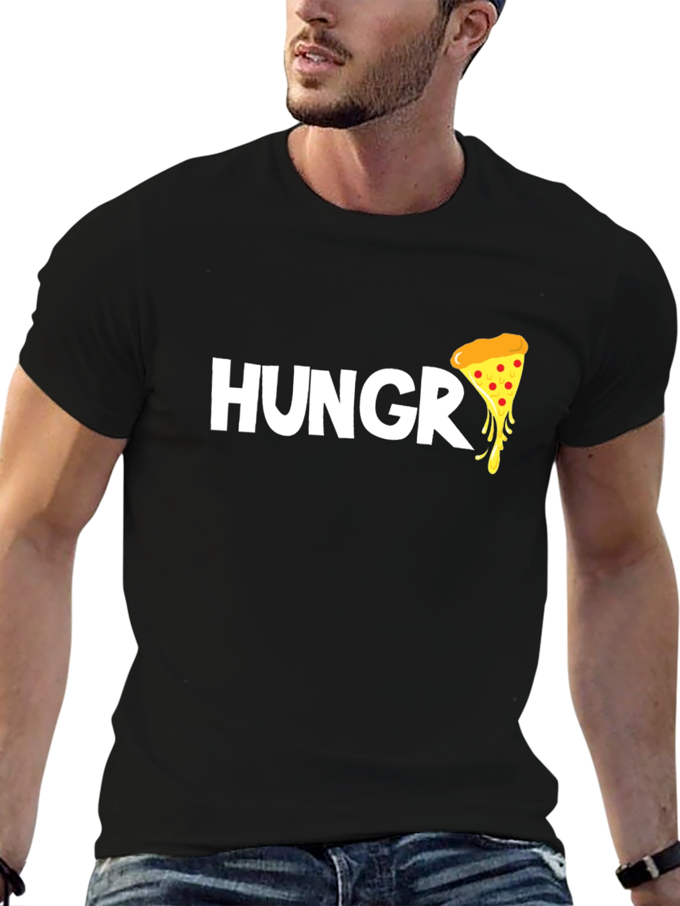 Hungry for Pizza T-Shirt - Black Cotton Tee