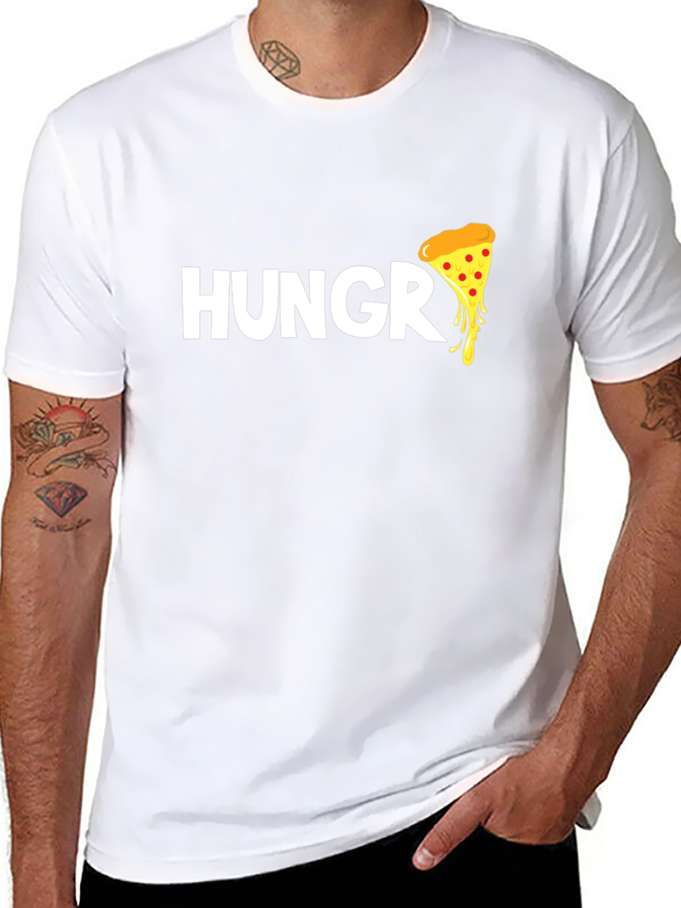 Hungry for Pizza T-Shirt - Black Cotton Tee