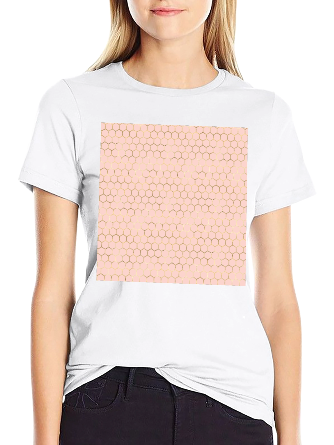 Honeycomb Pattern T-Shirt - Stylish Black Tee