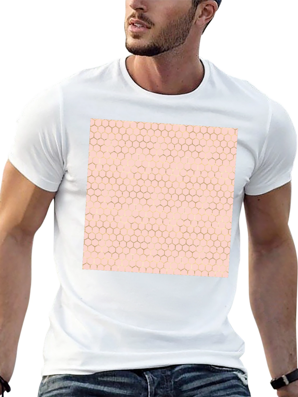 Honeycomb Pattern T-Shirt - Stylish Black Tee