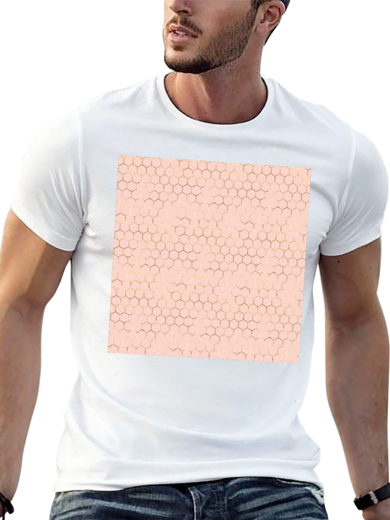 Honeycomb Pattern T-Shirt - Stylish Black Tee
