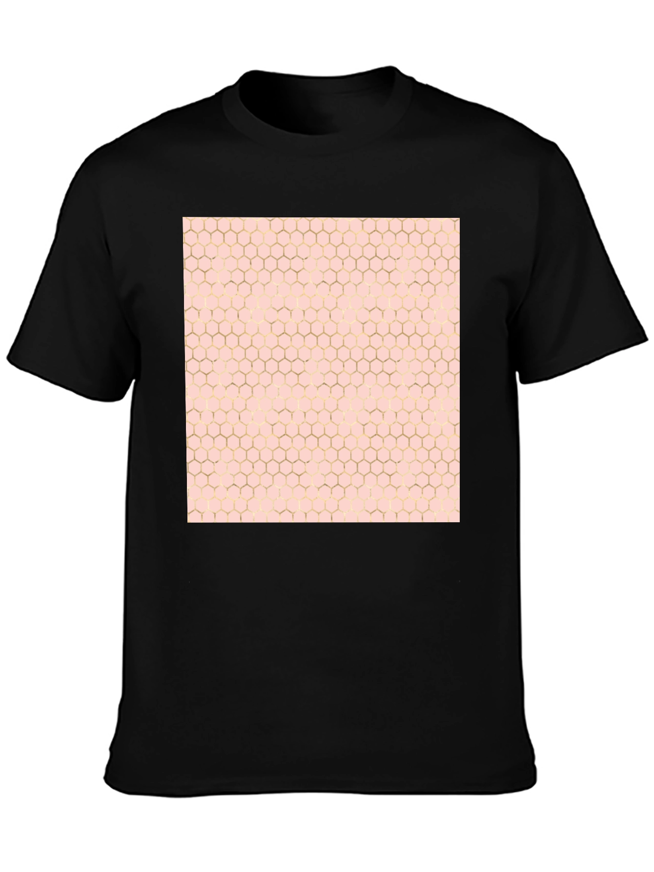 Honeycomb Pattern T-Shirt - Stylish Black Tee