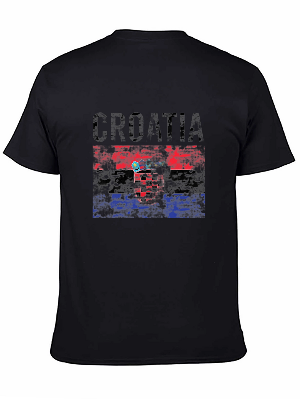 Croatia Flag Graphic T-Shirt - Black Crew Neck
