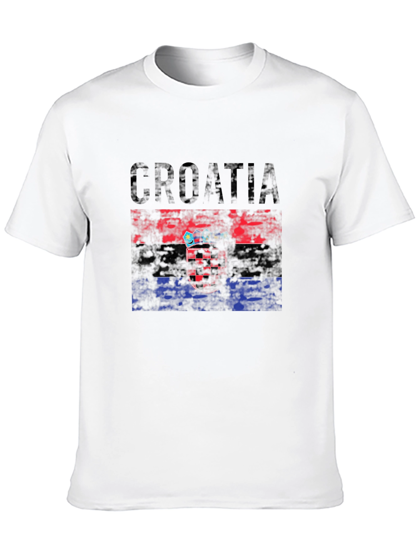 Croatia Flag Graphic T-Shirt - Black Crew Neck