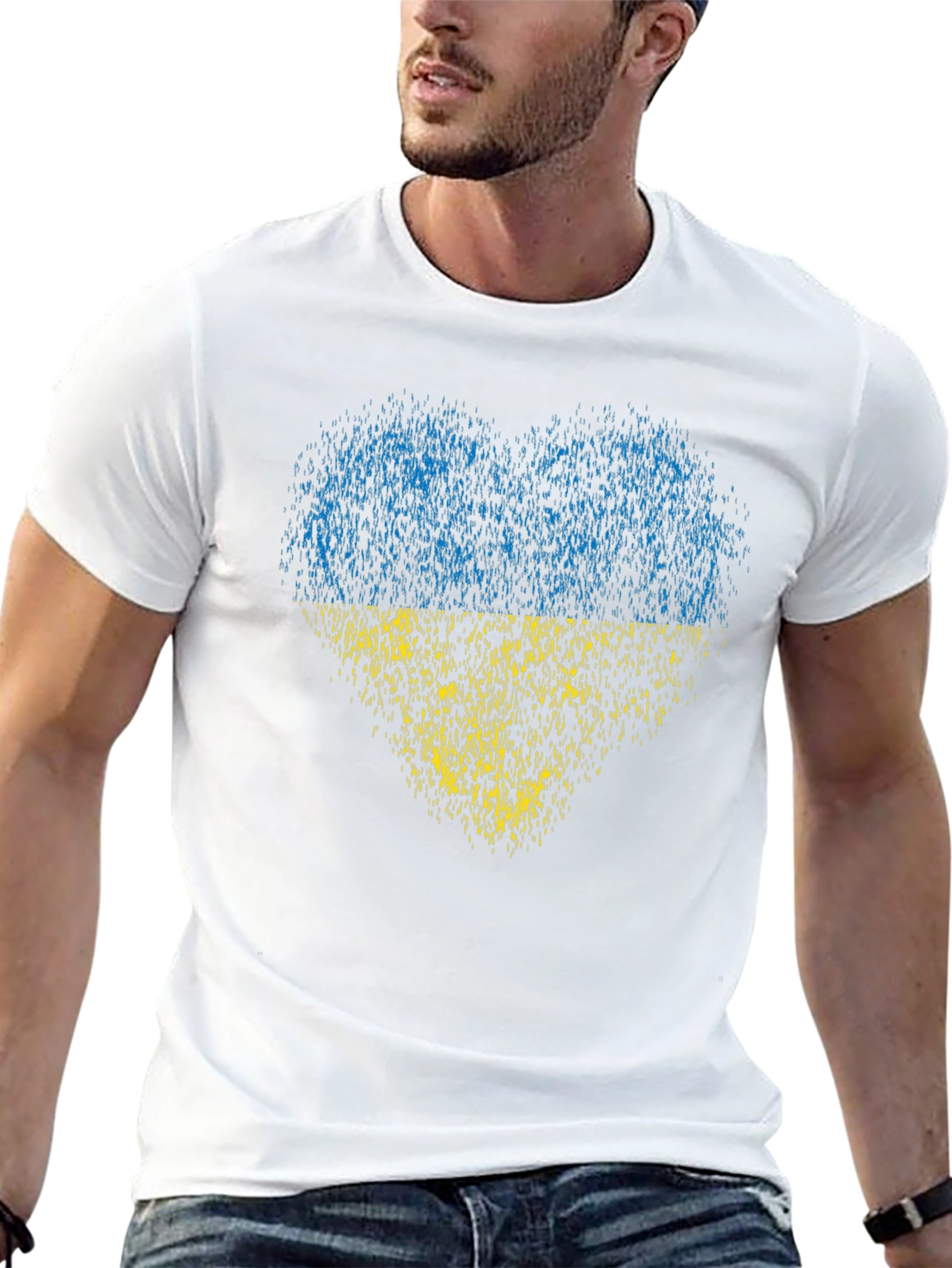 Ukraine Heart Flag Graphic T-Shirt - Black