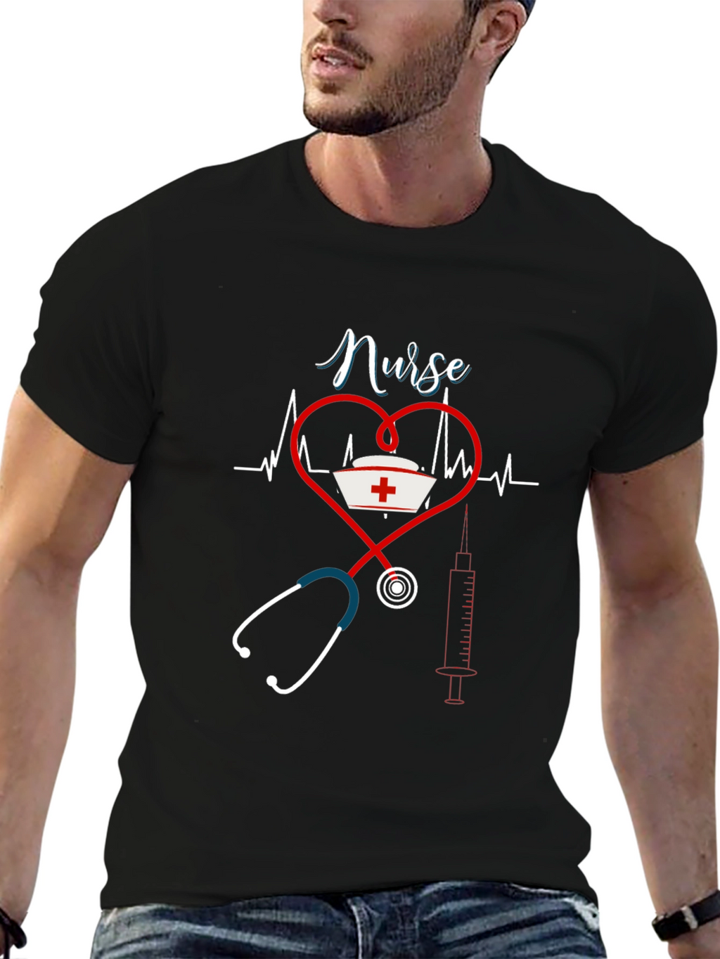 Nurse Heartbeat Stethoscope Graphic Tee