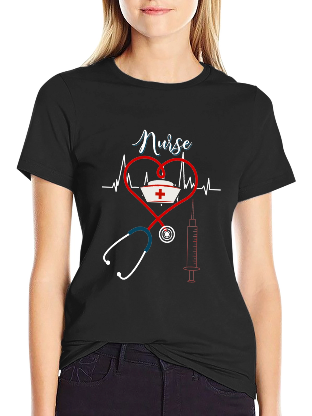Nurse Heartbeat Stethoscope Graphic Tee