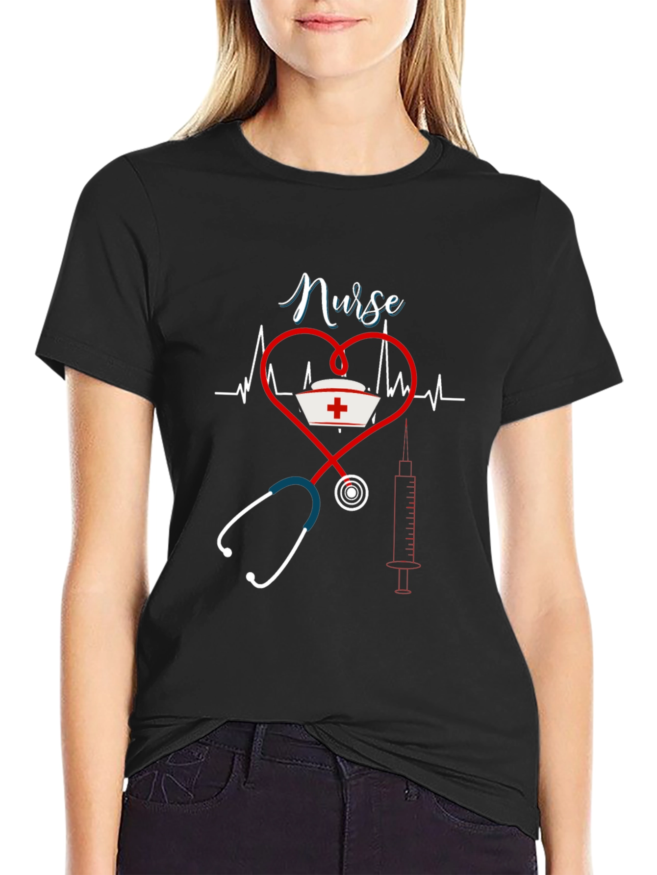 Nurse Heartbeat Stethoscope Graphic Tee