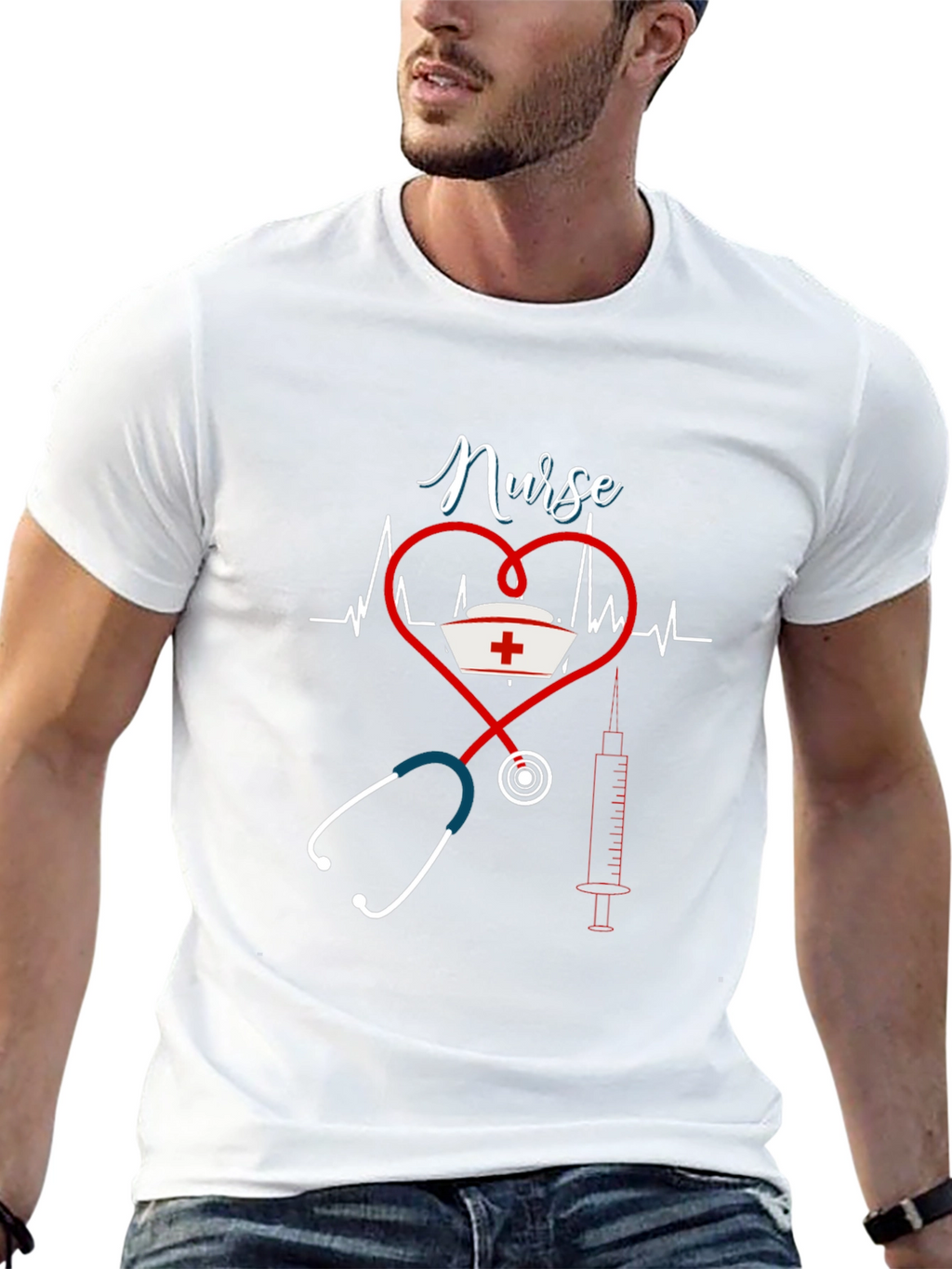 Nurse Heartbeat Stethoscope Graphic Tee