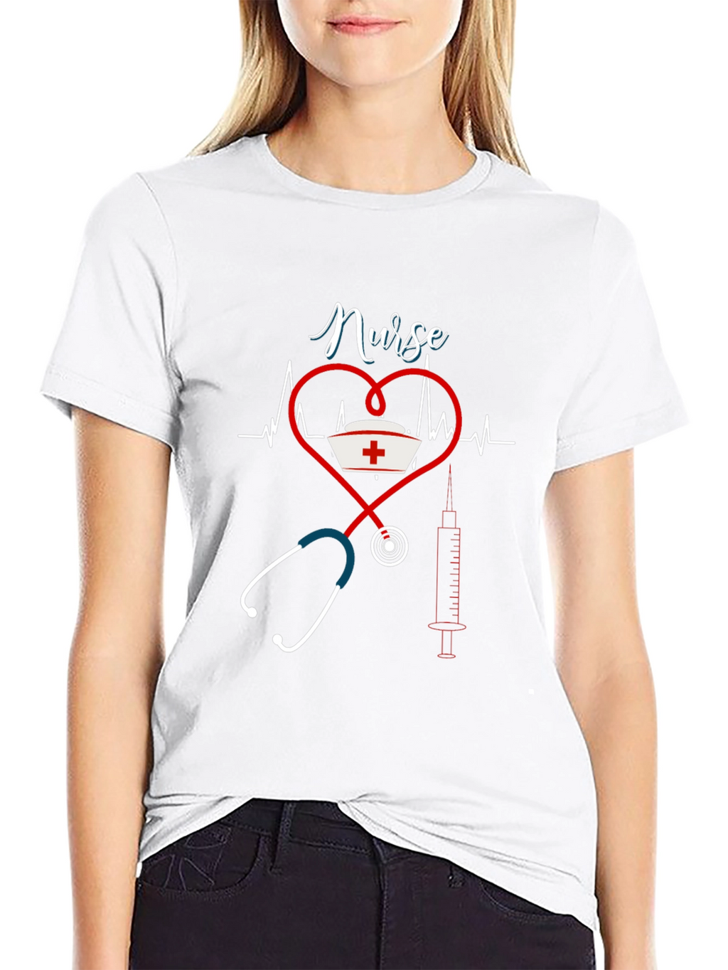 Nurse Heartbeat Stethoscope Graphic Tee