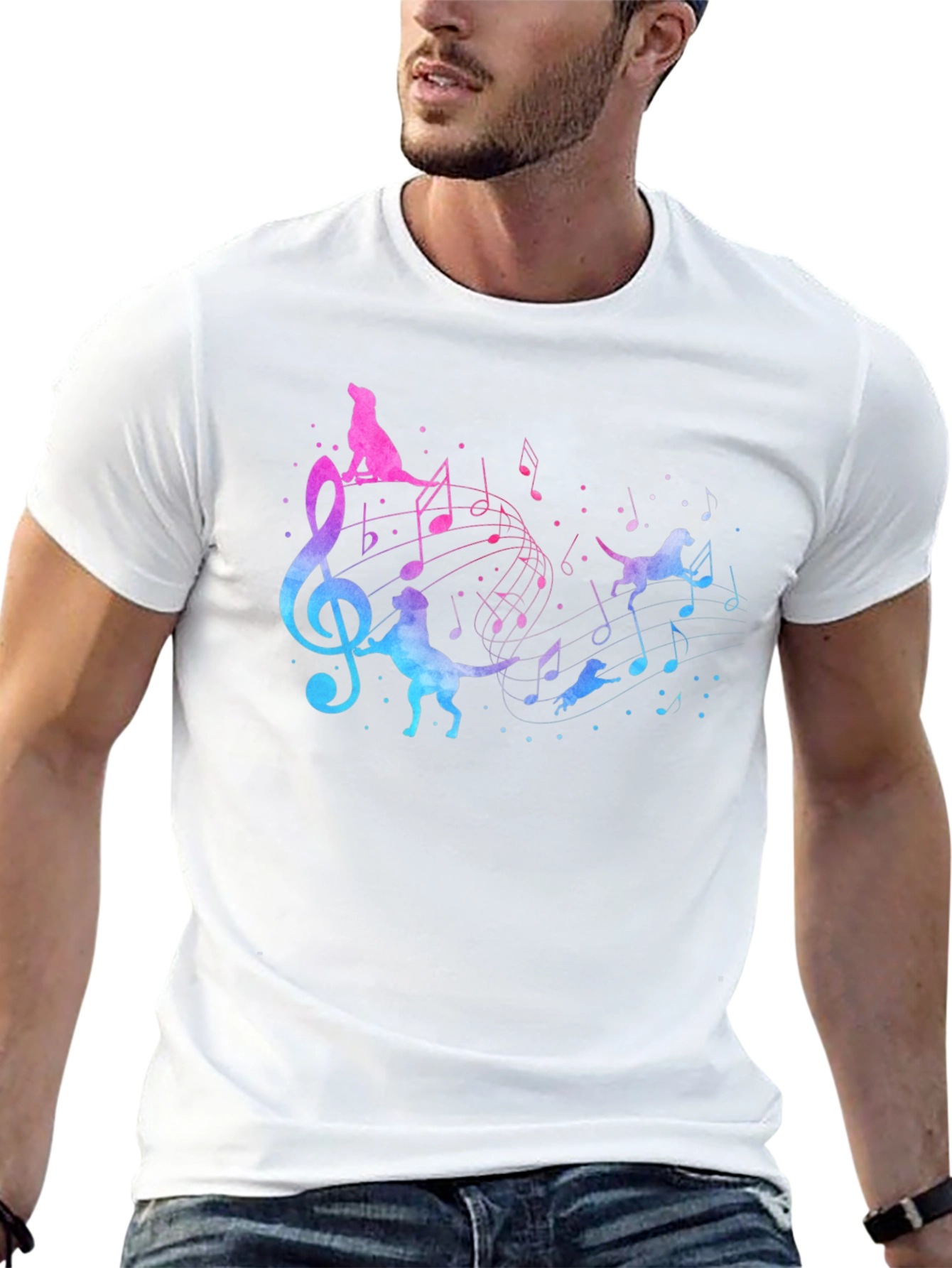 Musical Dog T-Shirt - Mens Black Tee