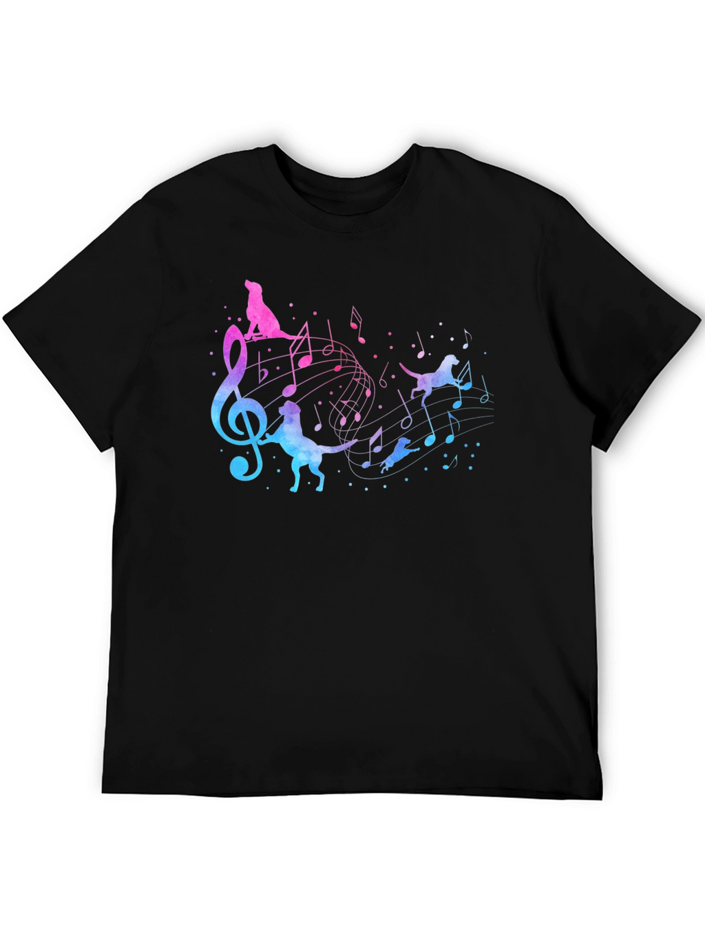 Musical Dog T-Shirt - Mens Black Tee