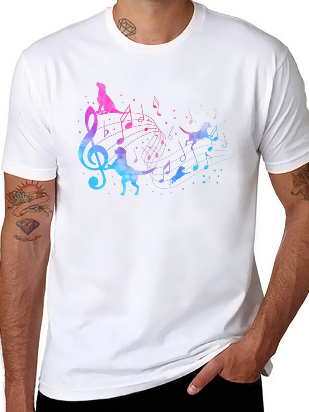 Musical Dog T-Shirt - Mens Black Tee