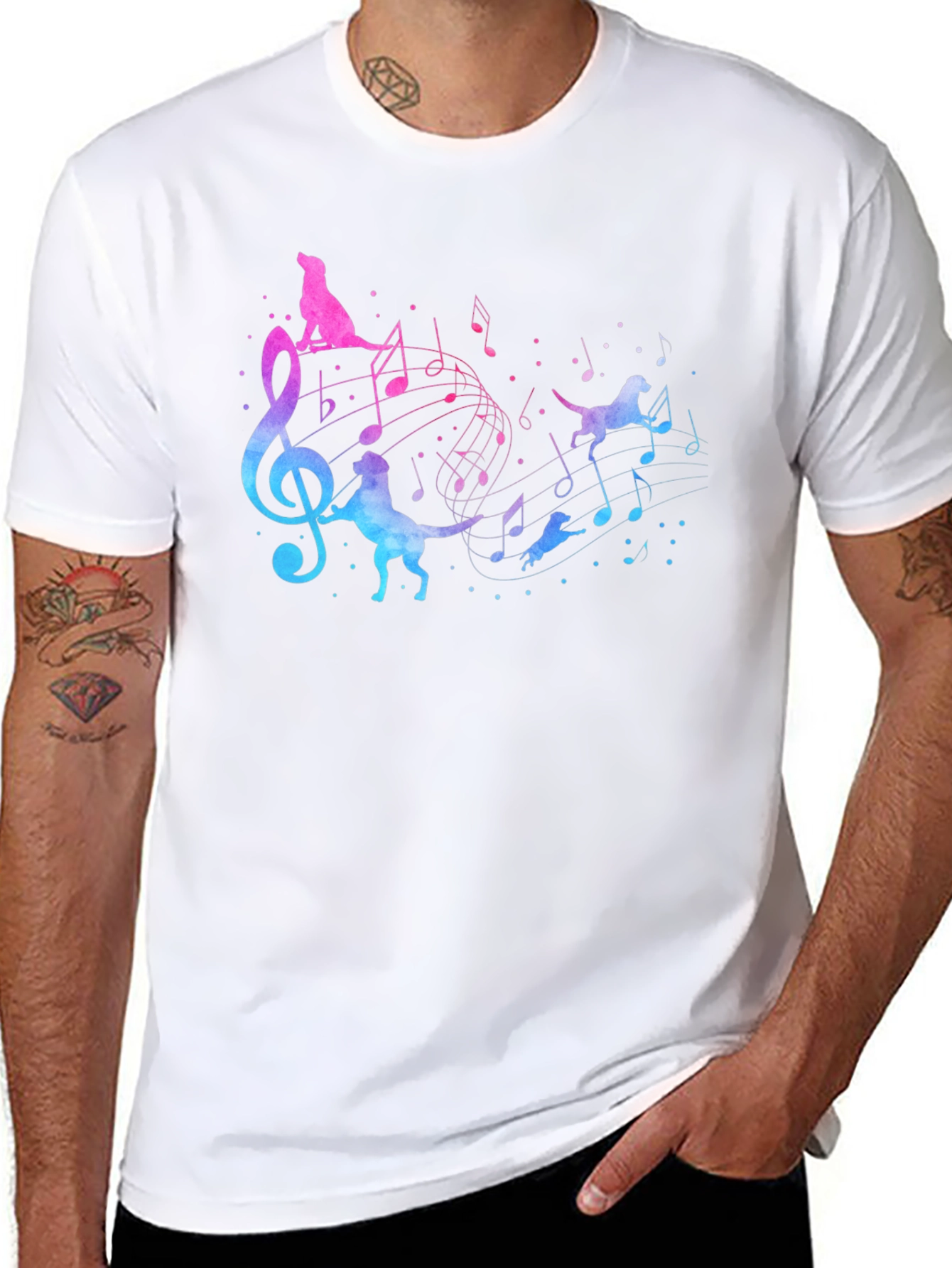Musical Dog T-Shirt - Mens Black Tee