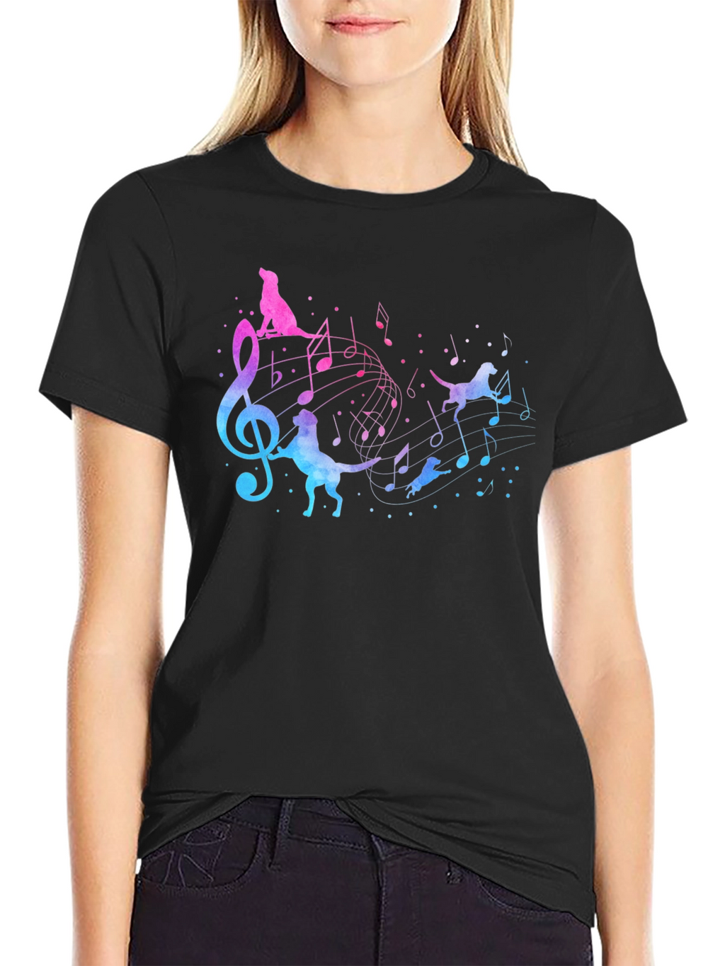 Musical Dog T-Shirt - Mens Black Tee