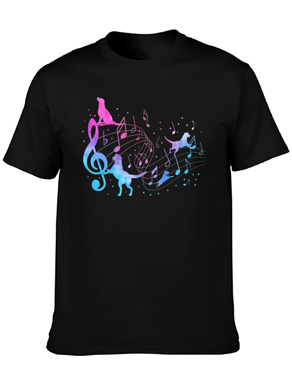 Musical Dog T-Shirt - Mens Black Tee