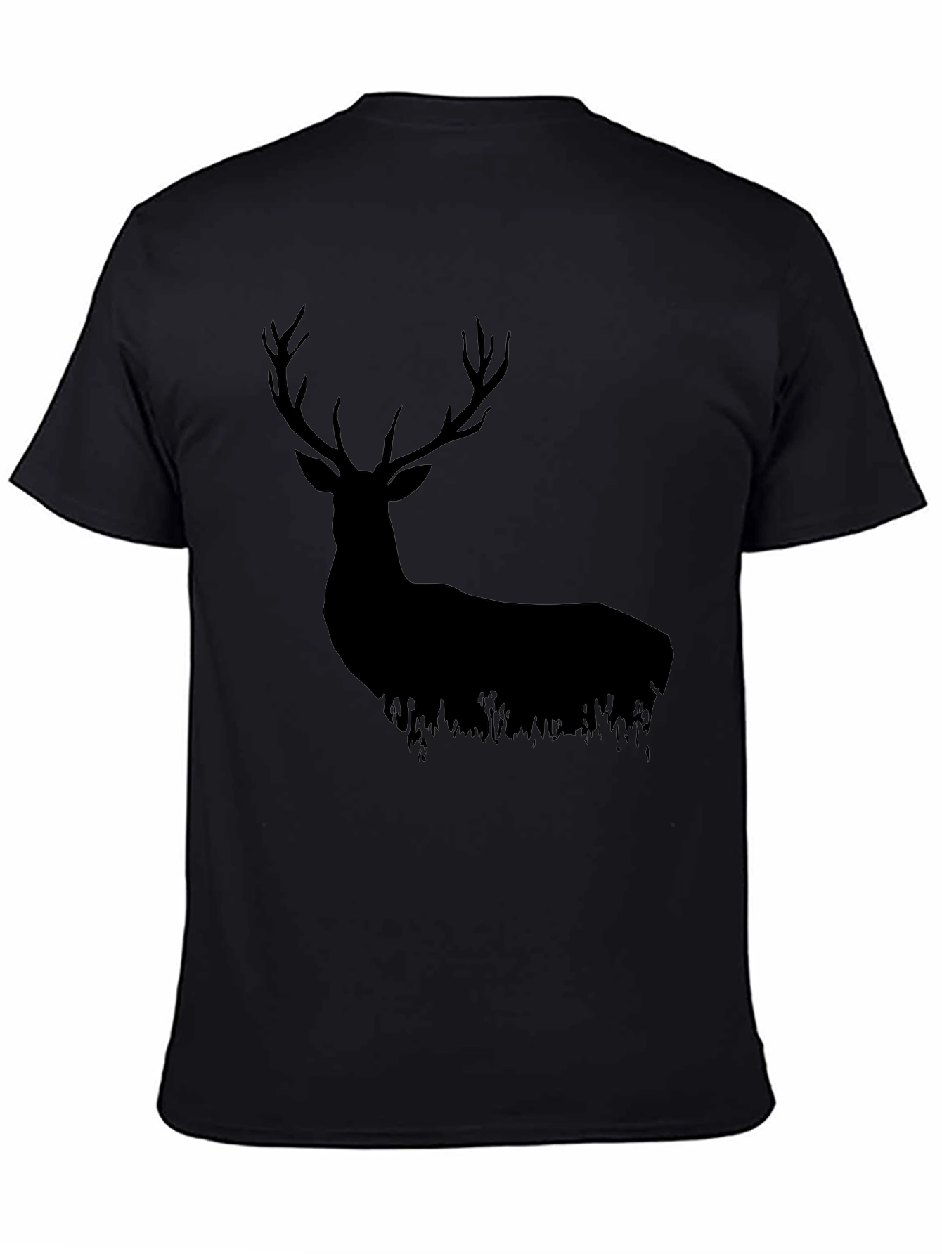 Black Deer Silhouette Graphic Tee - Nature Lovers Shirt