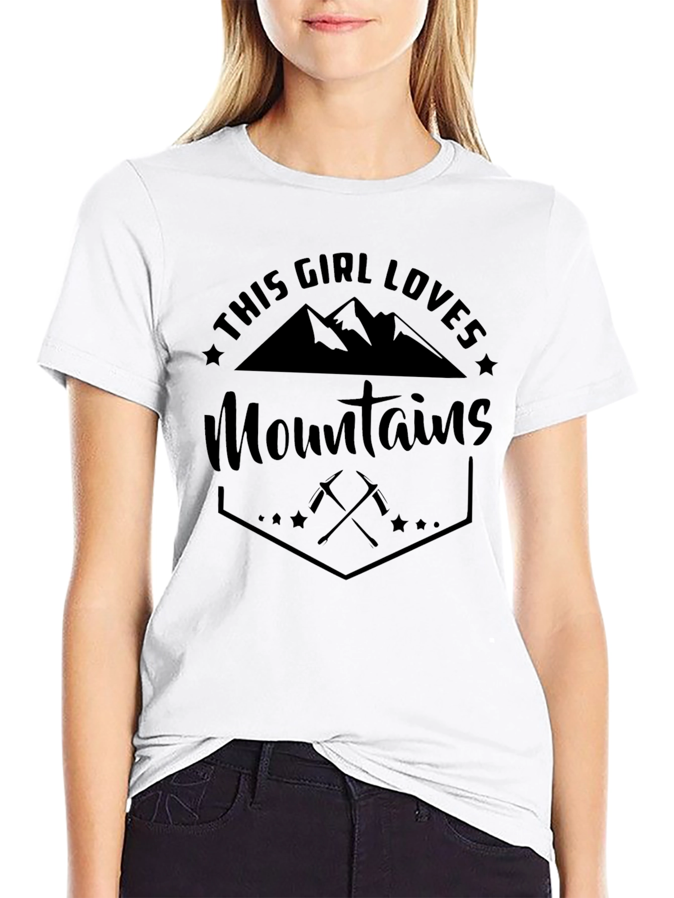 This Girl Loves Mountains Black T-Shirt