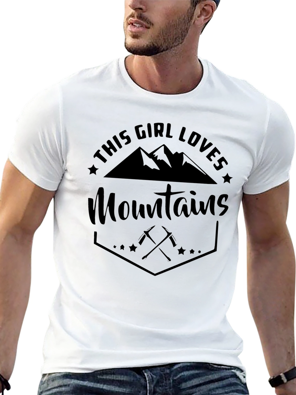 This Girl Loves Mountains Black T-Shirt