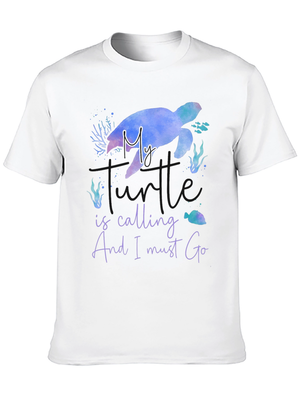 My Turtle Is Calling Mens Black T-Shirt