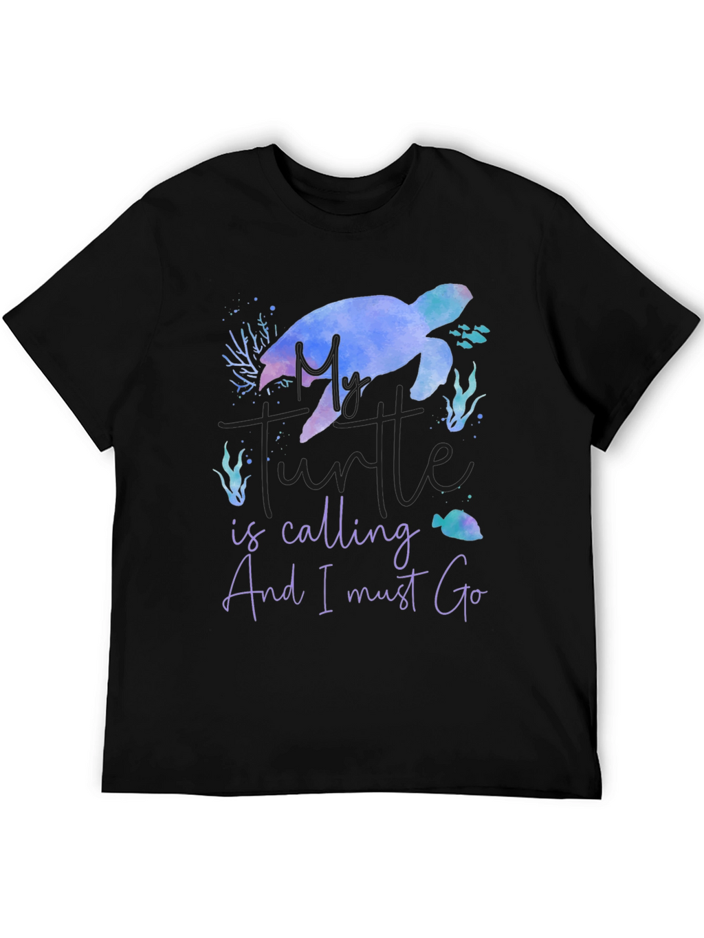 My Turtle Is Calling Mens Black T-Shirt