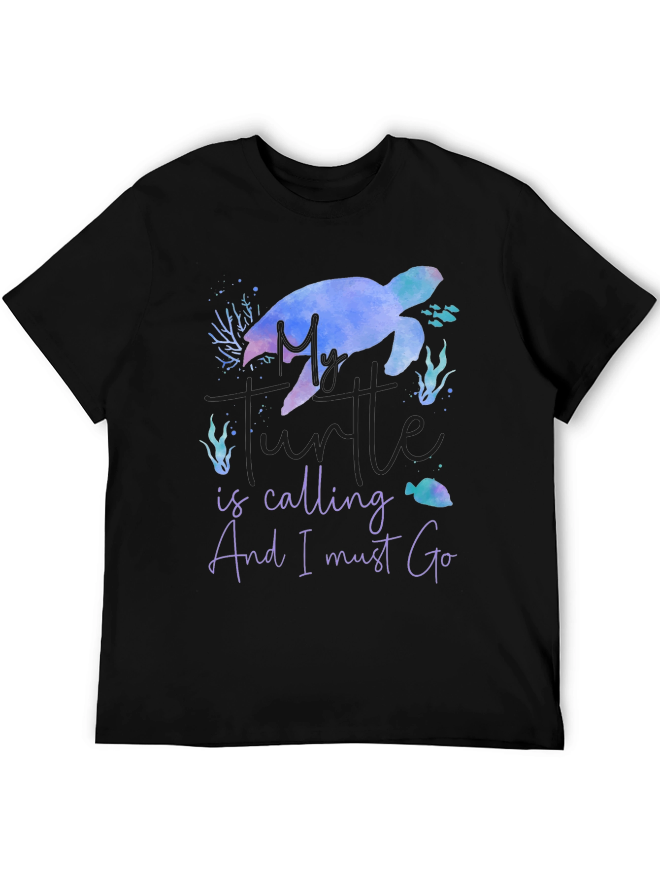 My Turtle Is Calling Mens Black T-Shirt