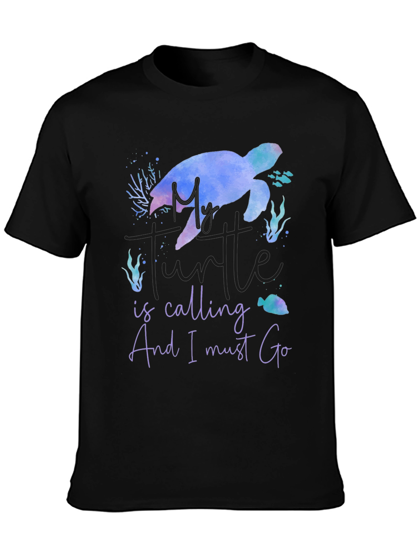 My Turtle Is Calling Mens Black T-Shirt
