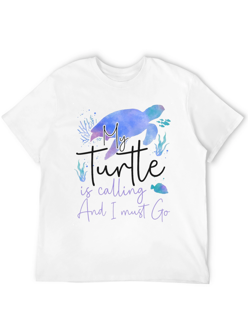 My Turtle Is Calling Mens Black T-Shirt