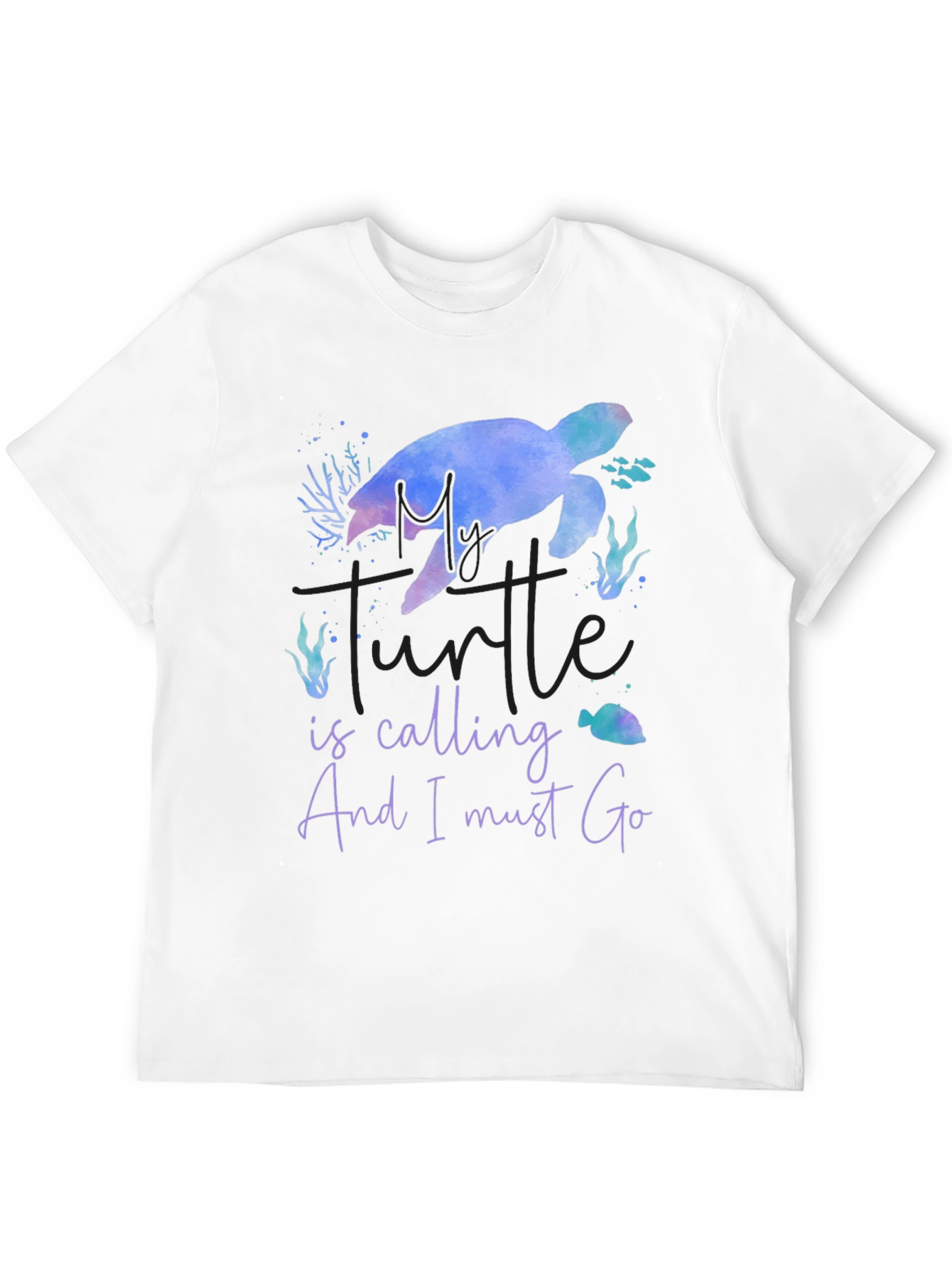 My Turtle Is Calling Mens Black T-Shirt