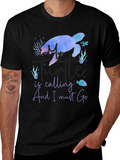 My Turtle Is Calling Mens Black T-Shirt