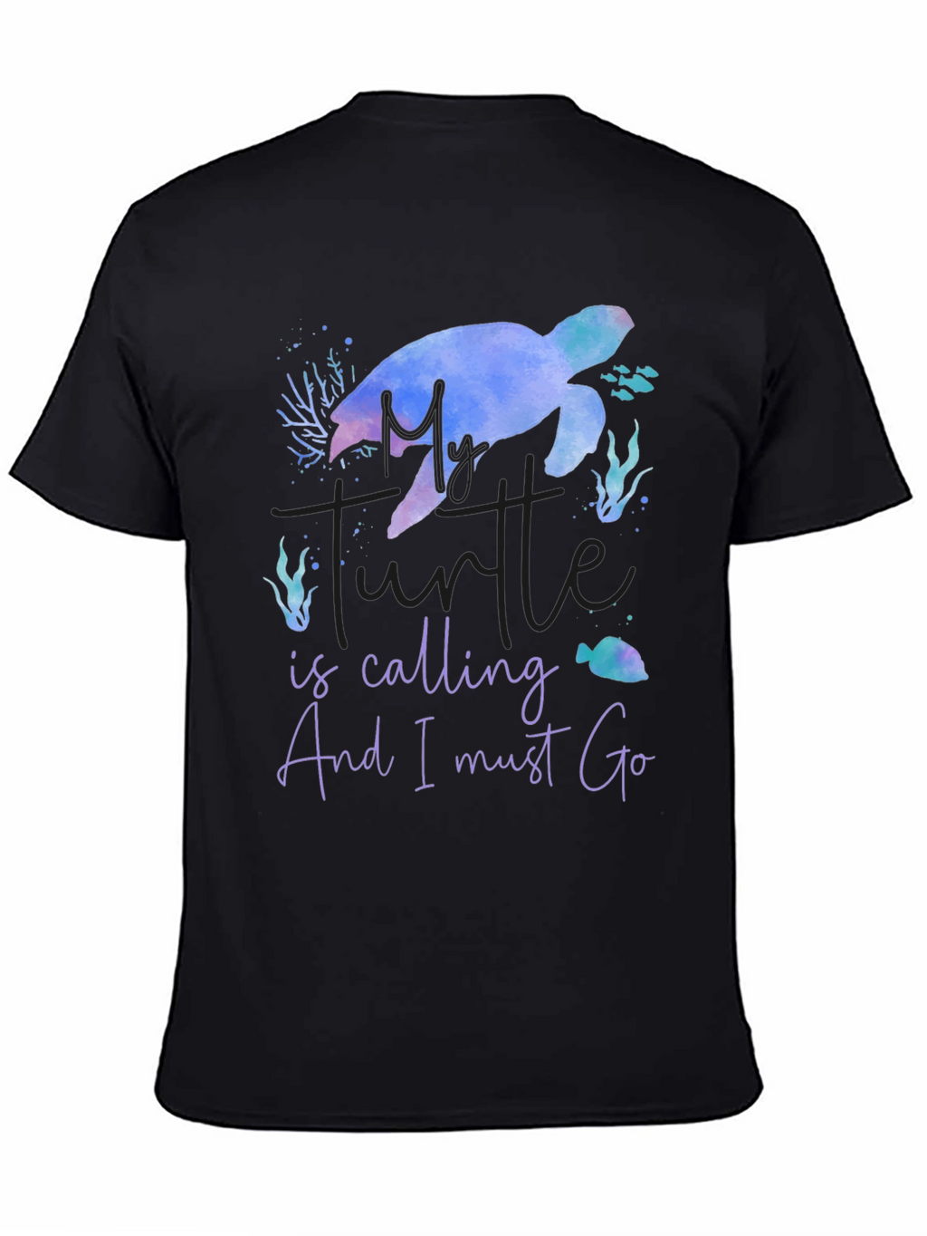 My Turtle Is Calling Mens Black T-Shirt