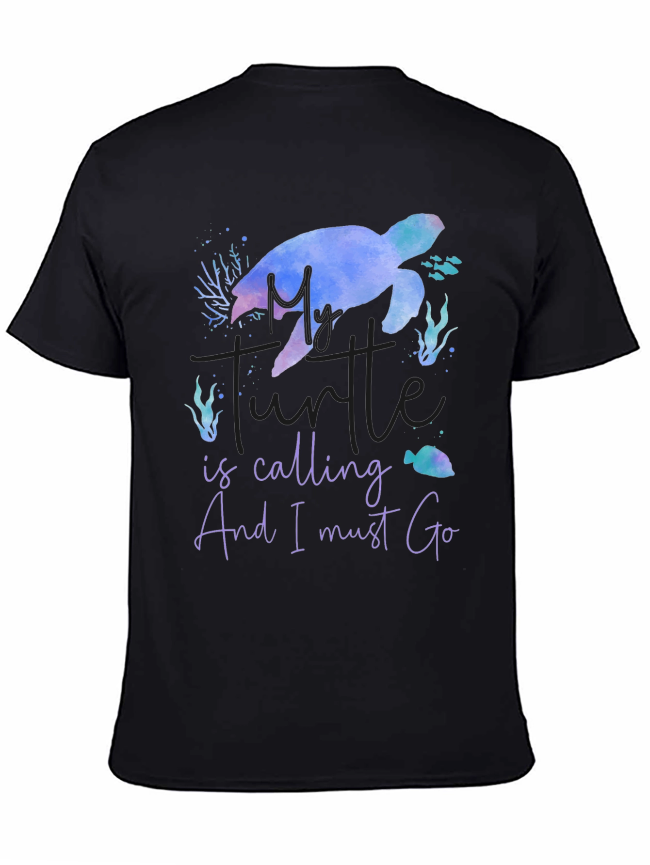My Turtle Is Calling Mens Black T-Shirt