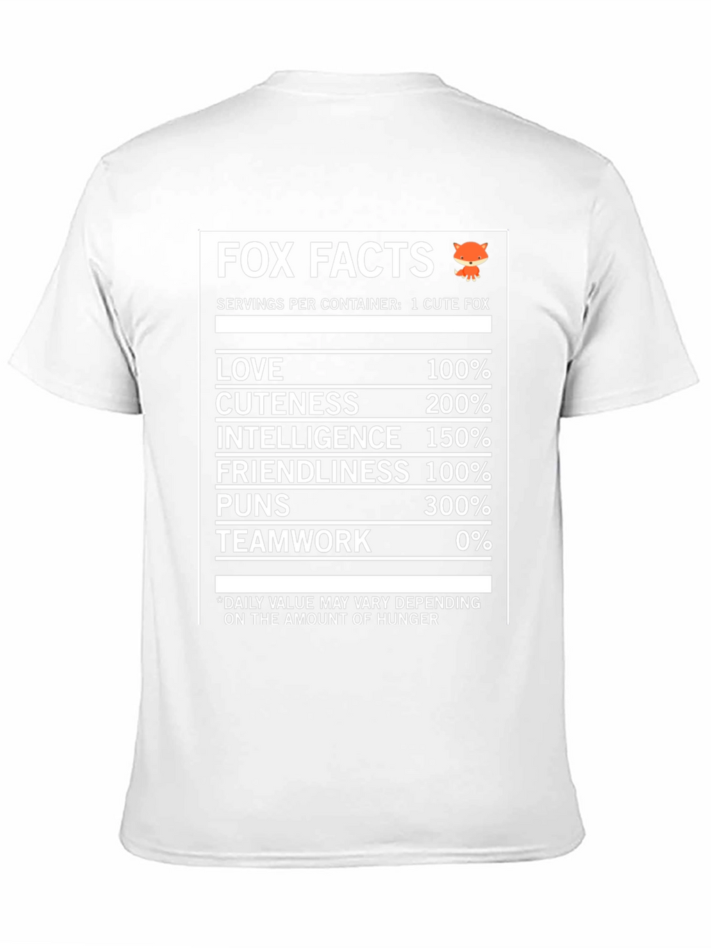 Fox Facts Nutrition T-Shirt - Love Cuteness & Intelligence