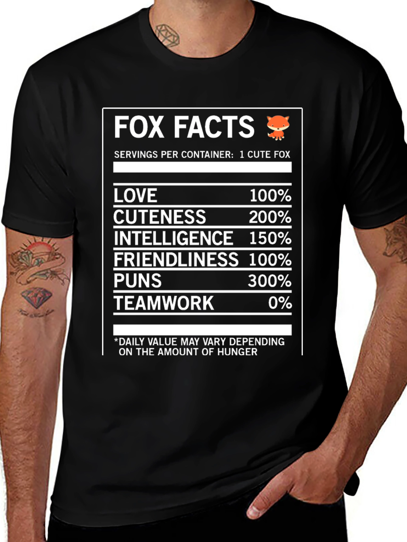 Fox Facts Nutrition T-Shirt - Love Cuteness & Intelligence