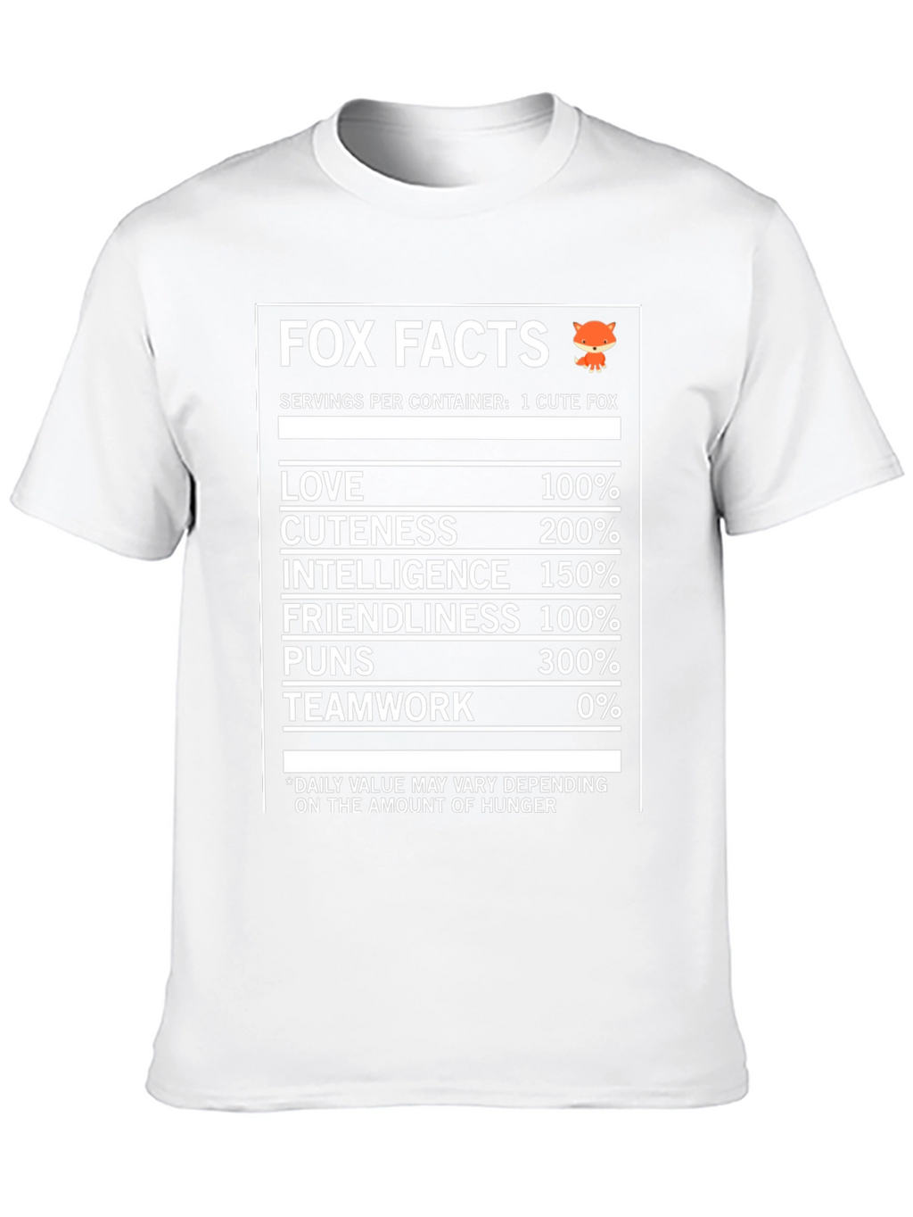 Fox Facts Nutrition T-Shirt - Love Cuteness & Intelligence
