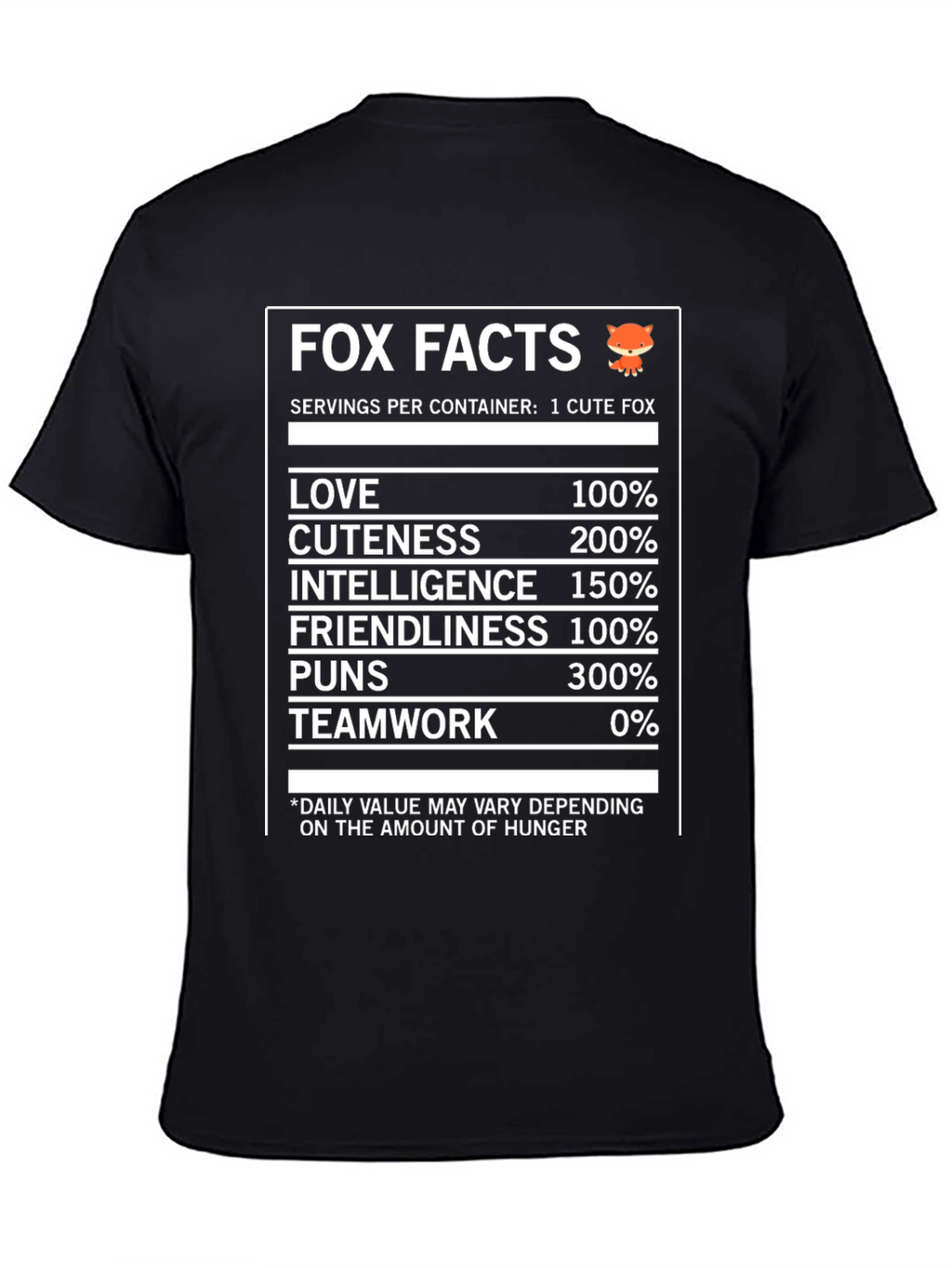 Fox Facts Nutrition T-Shirt - Love Cuteness & Intelligence