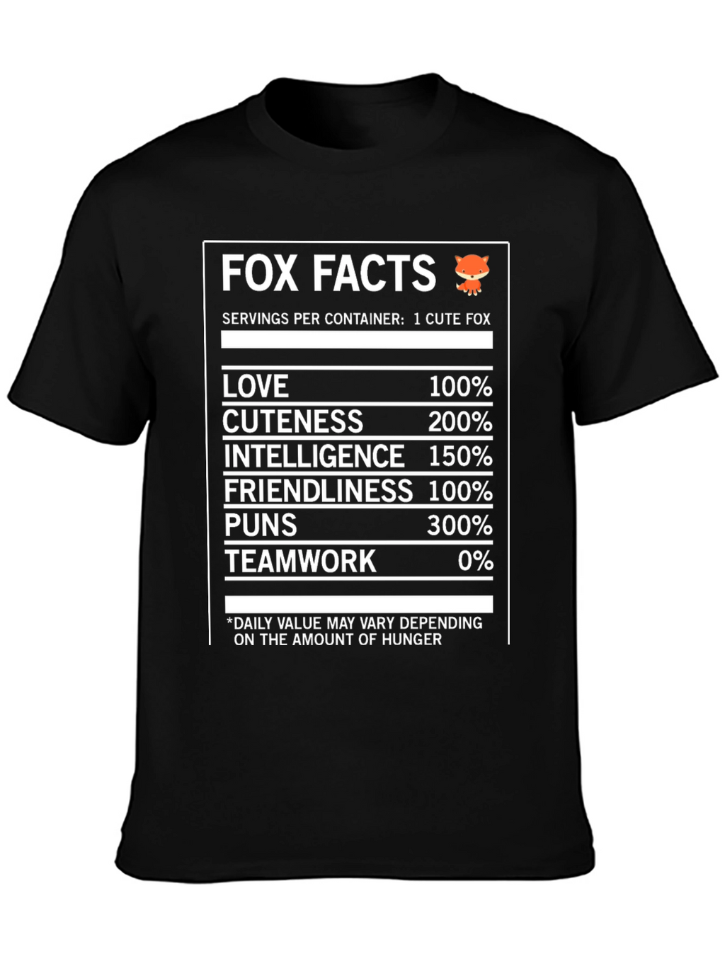 Fox Facts Nutrition T-Shirt - Love Cuteness & Intelligence