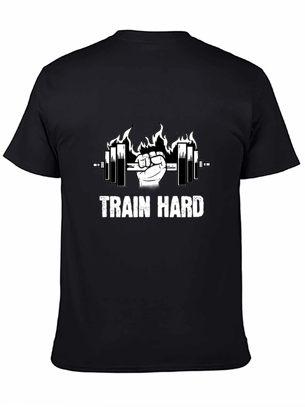 Train Hard Black Graphic Tee - Weightlifting Motivation