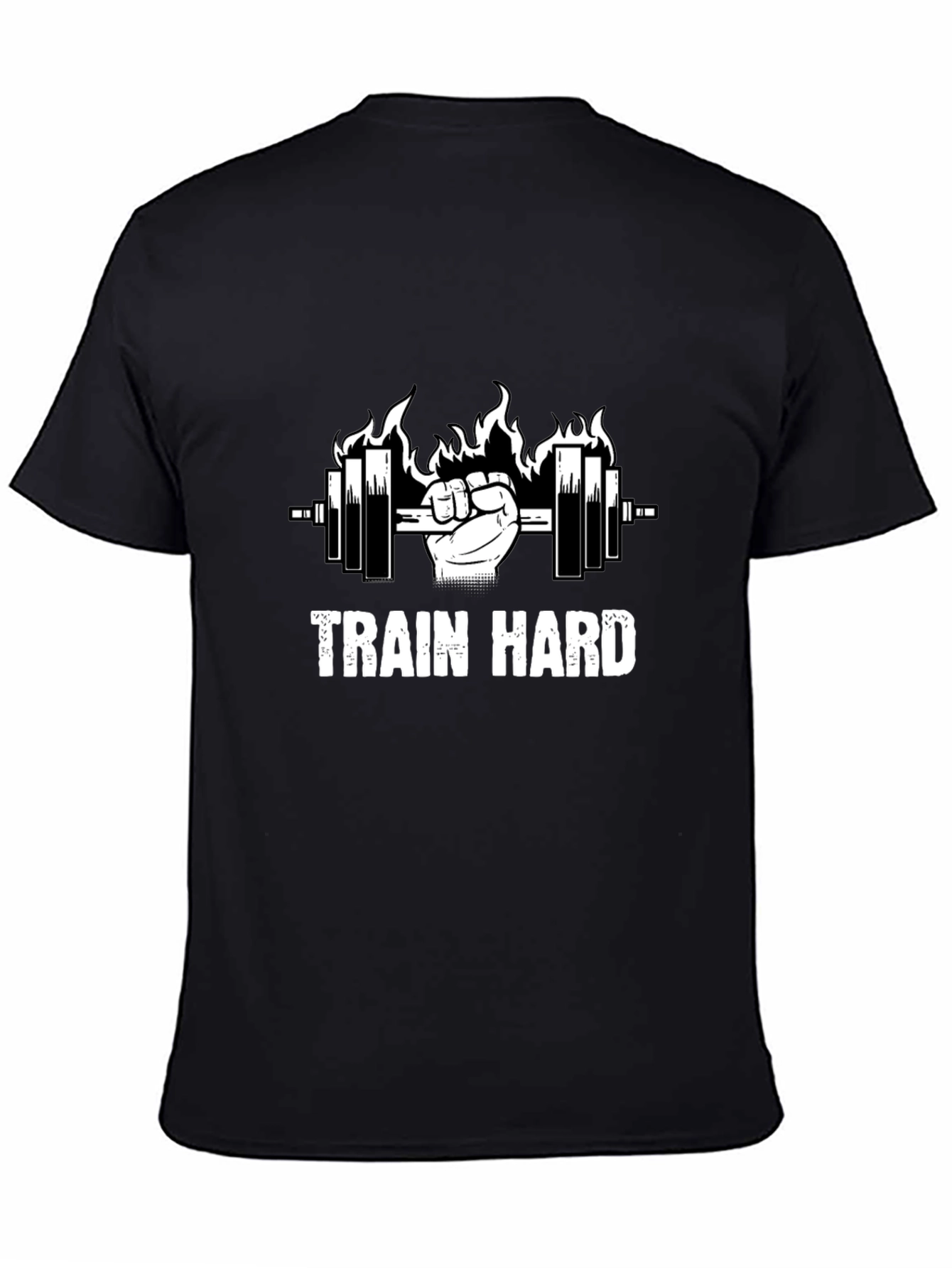 Train Hard Black Graphic Tee - Weightlifting Motivation