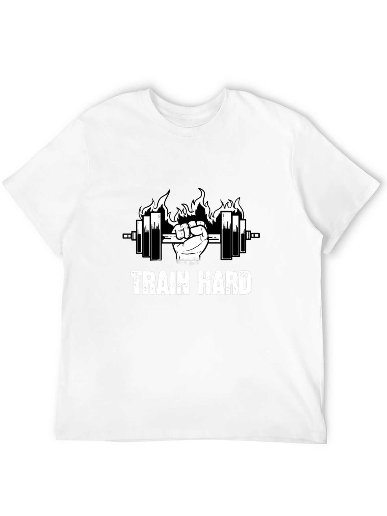 Train Hard Black Graphic Tee - Weightlifting Motivation