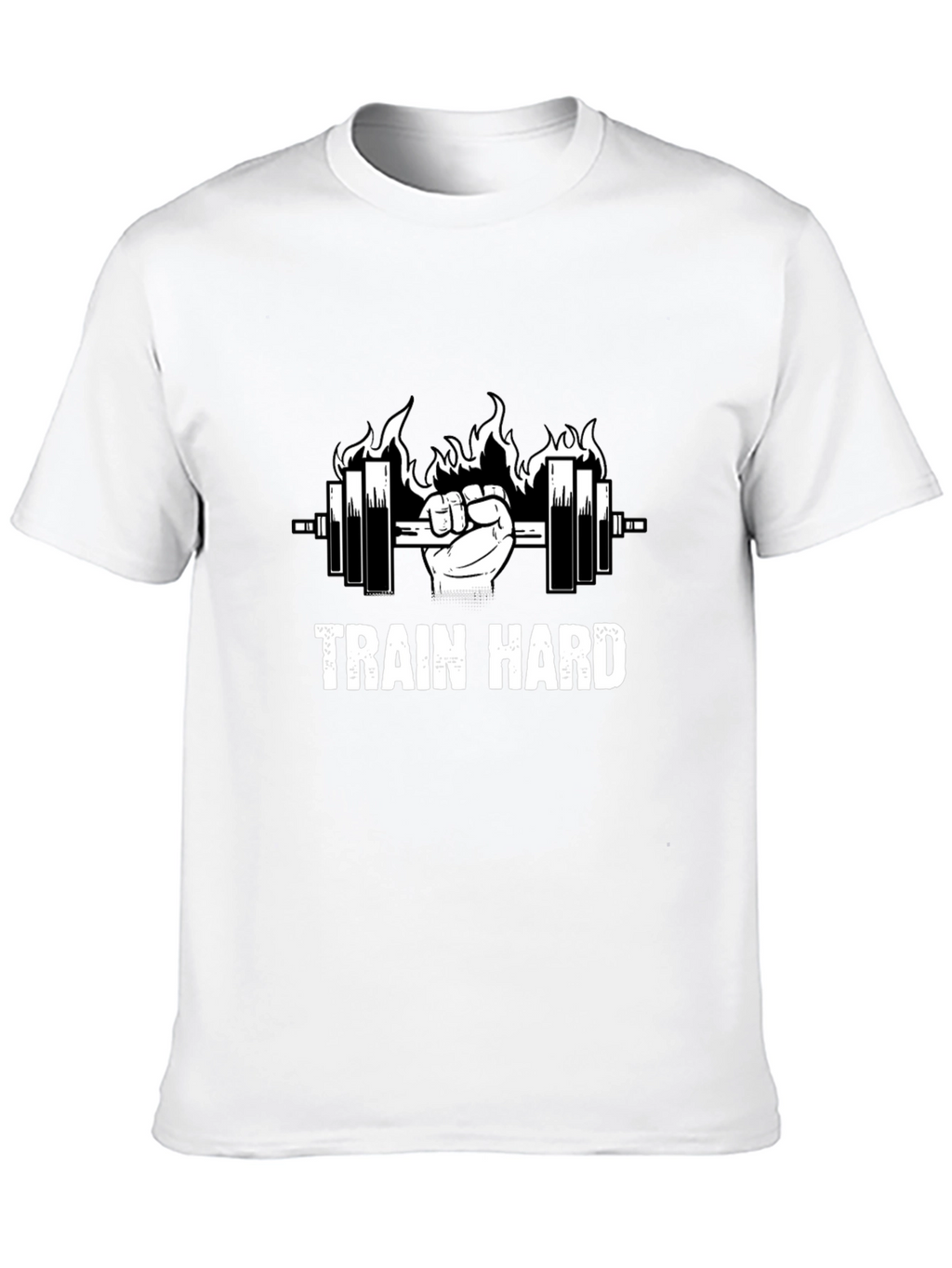 Train Hard Black Graphic Tee - Weightlifting Motivation