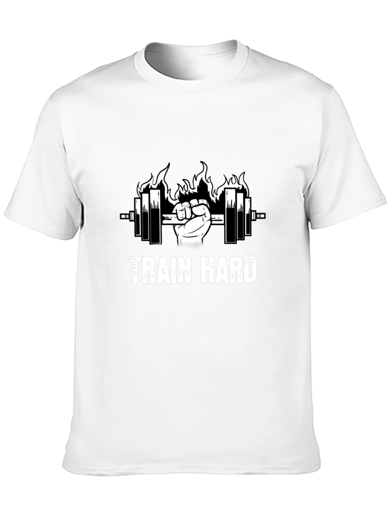 Train Hard Black Graphic Tee - Weightlifting Motivation