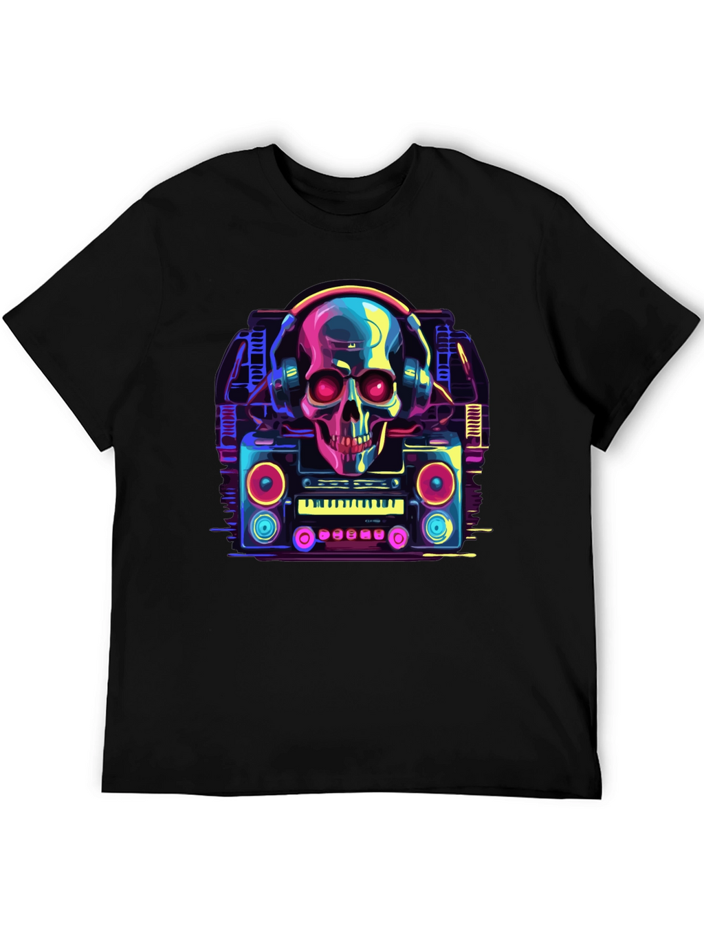 Skull Boombox Graphic Tee - Retro Music Style
