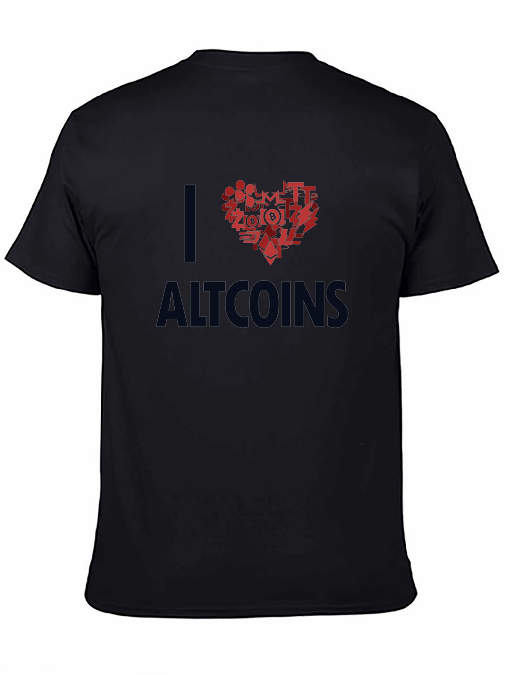 I Love Altcoins Black T-Shirt - Crypto Heart Design