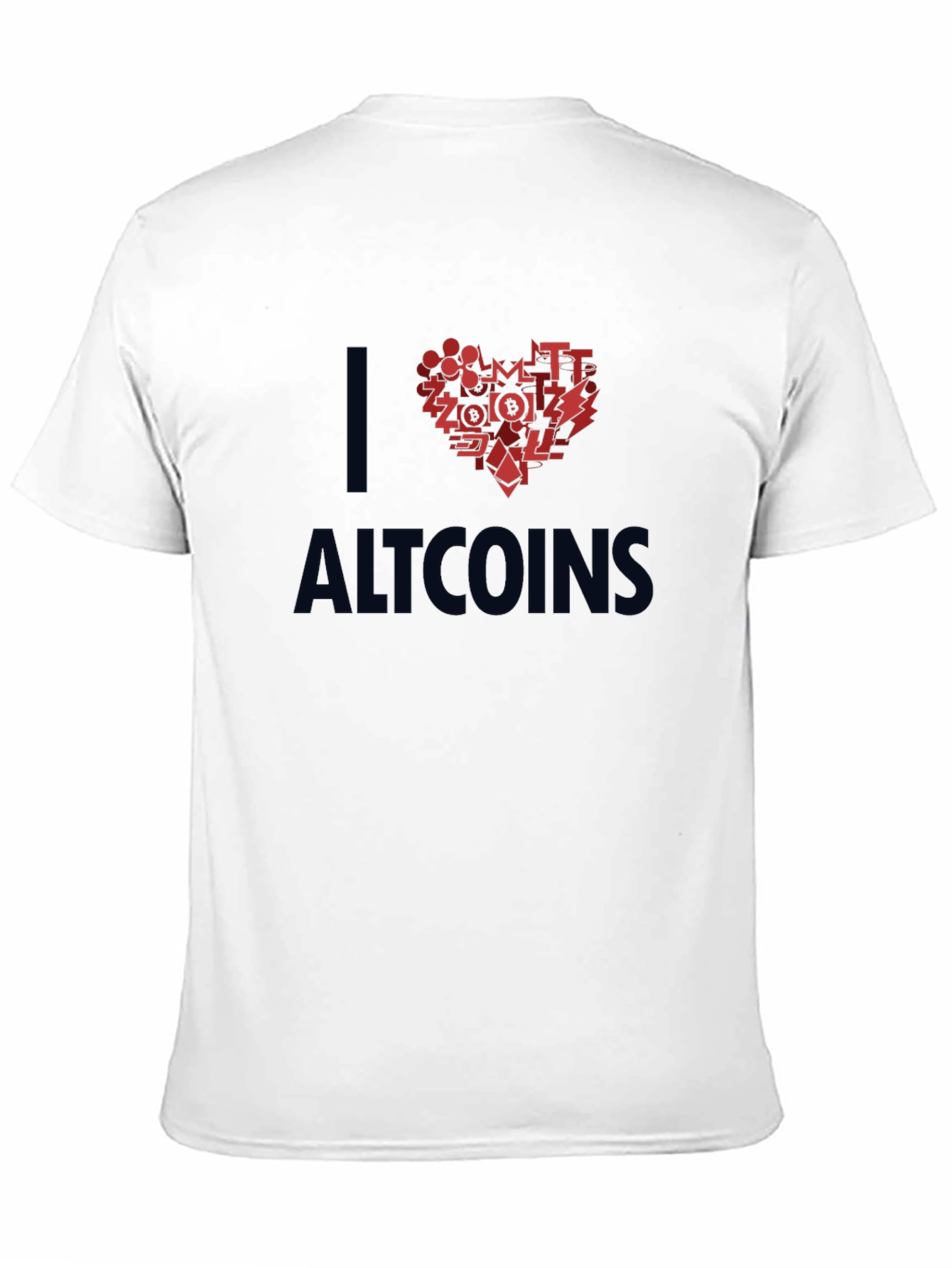 I Love Altcoins Black T-Shirt - Crypto Heart Design