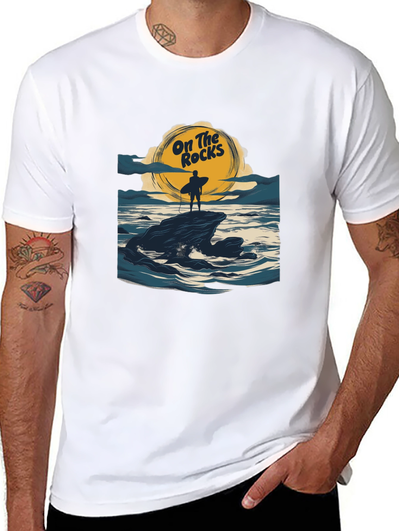 On The Rocks Graphic T-Shirt - Surf Design