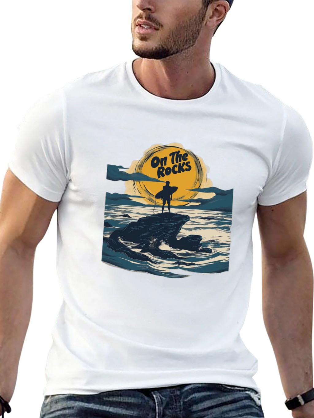 On The Rocks Graphic T-Shirt - Surf Design