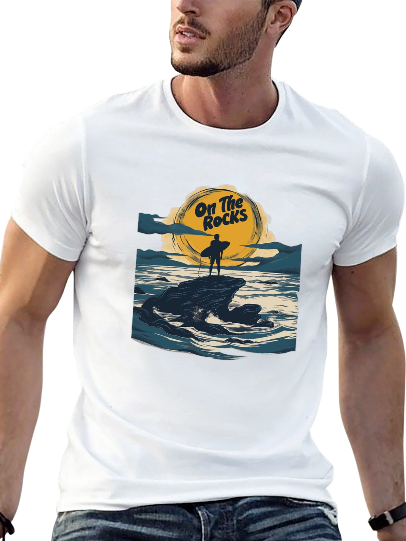 On The Rocks Graphic T-Shirt - Surf Design