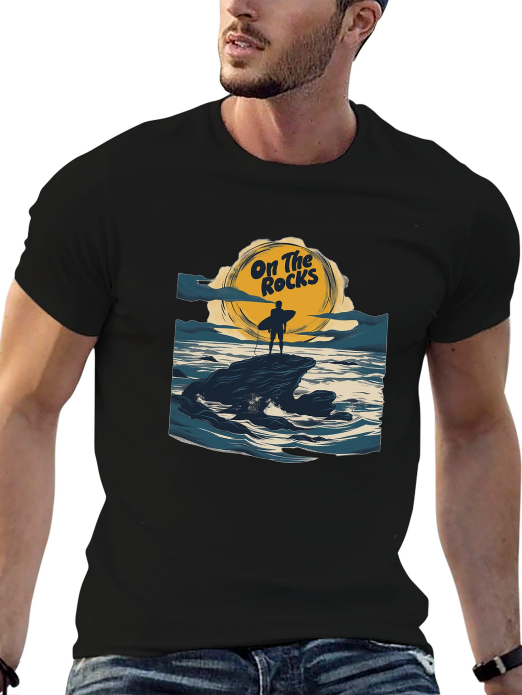 On The Rocks Graphic T-Shirt - Surf Design