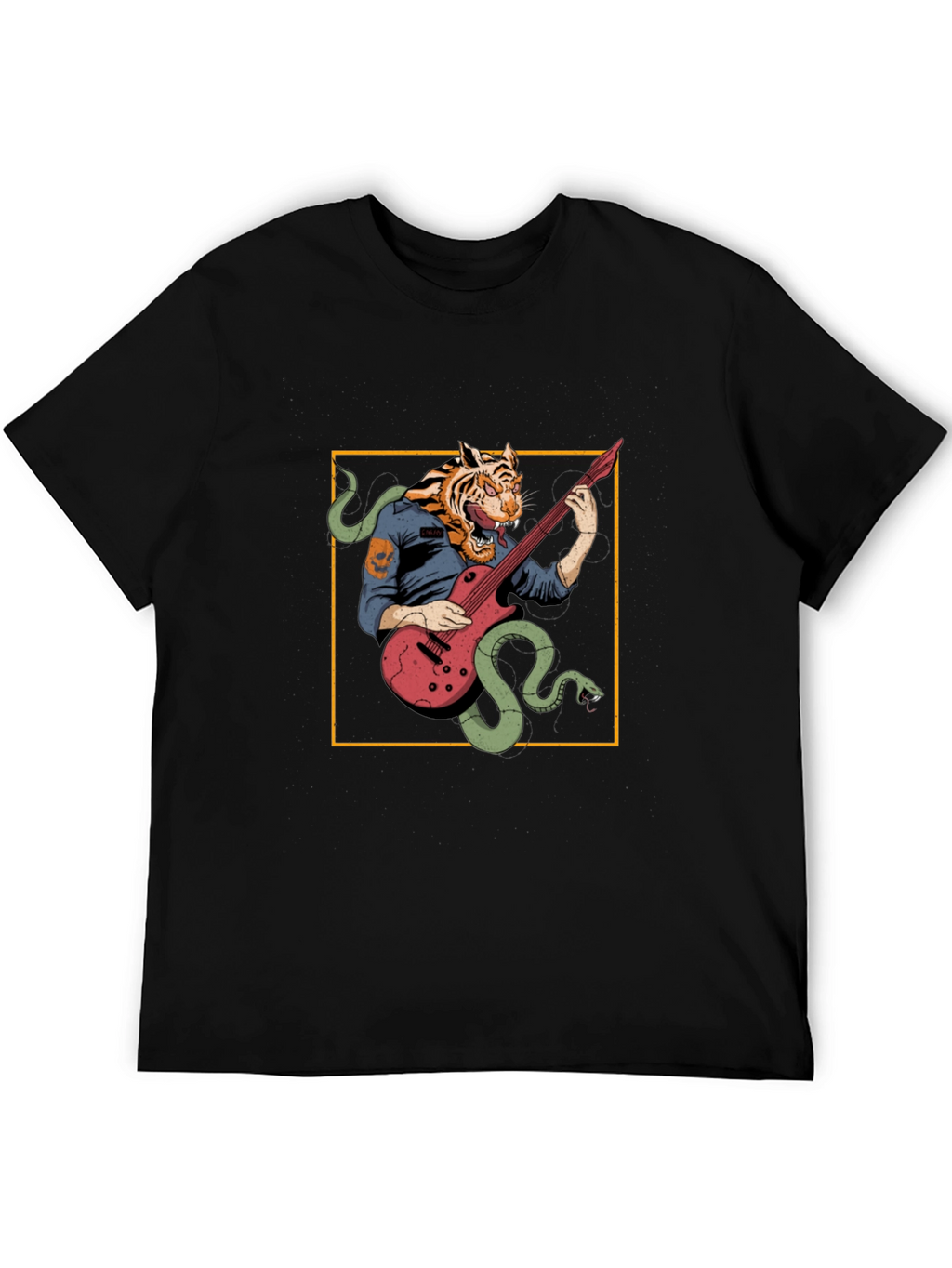 Tiger Musician Black Graphic T-Shirt